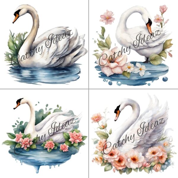 Watercolor Swan Clipart