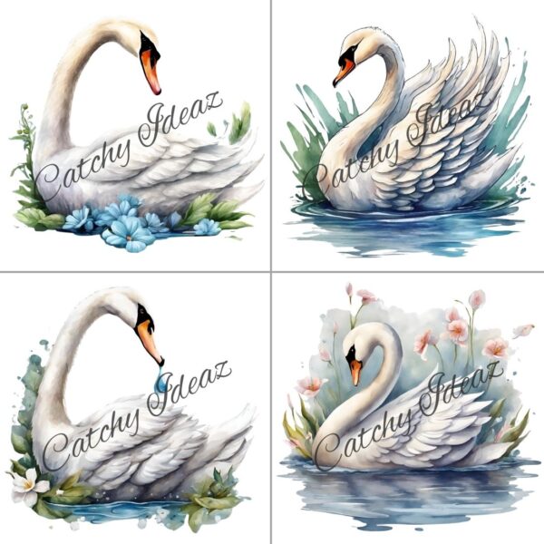 Watercolor Swan Clipart